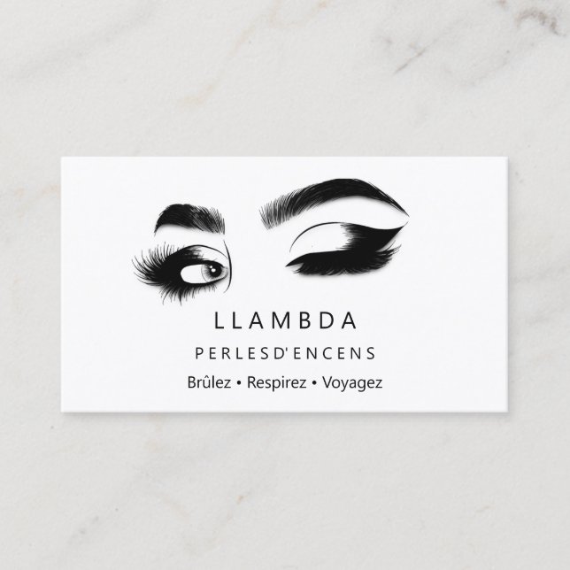 Makeup Eyelash Brows Minimal Logotyp Vit Guld B Visitkort (Framsida)