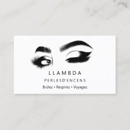 Makeup Eyelash Brows Minimal Logotyp Vit Guld B Visitkort