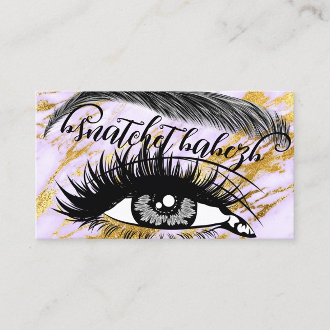 Makeup Eyelash Brows QR Logotyp Rosa Guld Marble Visitkort (Framsida)