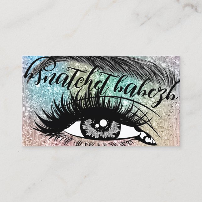Makeup Eyelash Brows QRCode Logotyp Glitter Visitkort (Framsida)