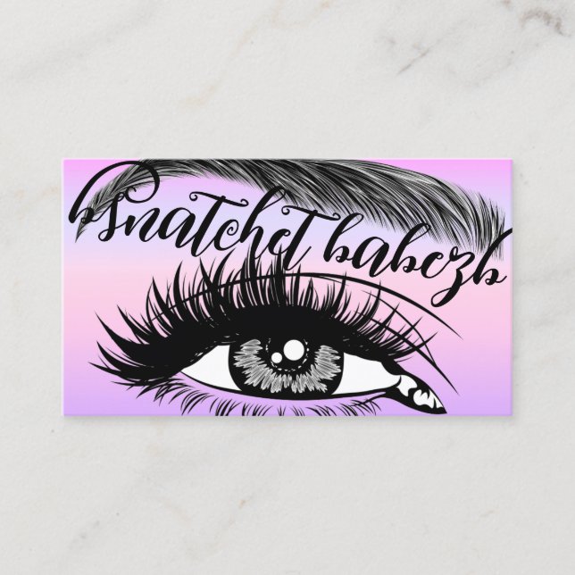 Makeup Eyelash Brows QRCode Logotyp Lila Visitkort (Framsida)
