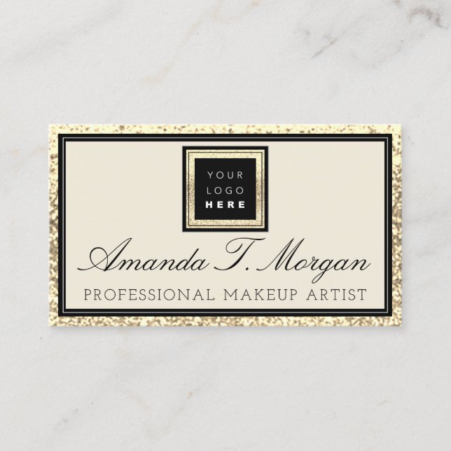 Makeup Eyelash Event Planner Logotyp Golden Ram Visitkort (Framsida)