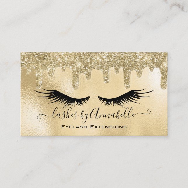 Makeup EyeLash Gnistra Glitter Drift  Guld Visitkort (Framsida)