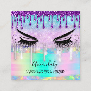 Makeup Eyelash Microblade Nagel Studio Lila Drift Fyrkantigt Visitkort