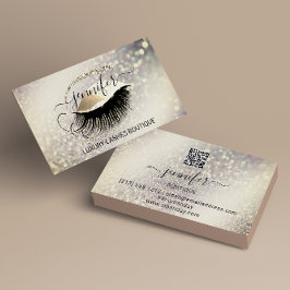 Makeup Eyelash QR Code Logotyp Glitter Lux Guld Visitkort