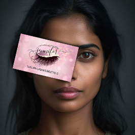 Makeup Eyelash QR Code Logotyp Glitter Rosa ros Gl Visitkort