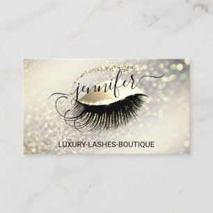 Makeup Eyelash QR Code Logotyp Glitter Sepia Guld Visitkort