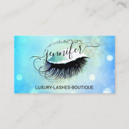 Makeup Eyelash QR Logotyp Glitter Blue Guld Visitkort