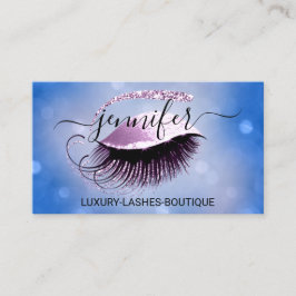 Makeup Eyelash QR Logotyp Glitter Blue Rosa Visitkort