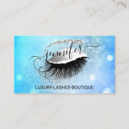 Makeup Eyelash QR Logotyp Glitter Blue Silver Visitkort