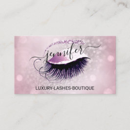 Makeup Eyelash QR Logotyp Glitter Rosa ros Grått Visitkort