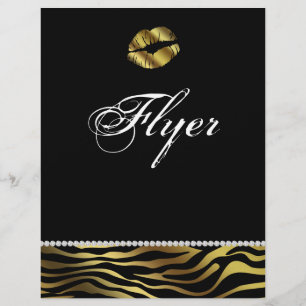 Makeup Flyer Hair Salon Nagel Zebra Silver & Guld