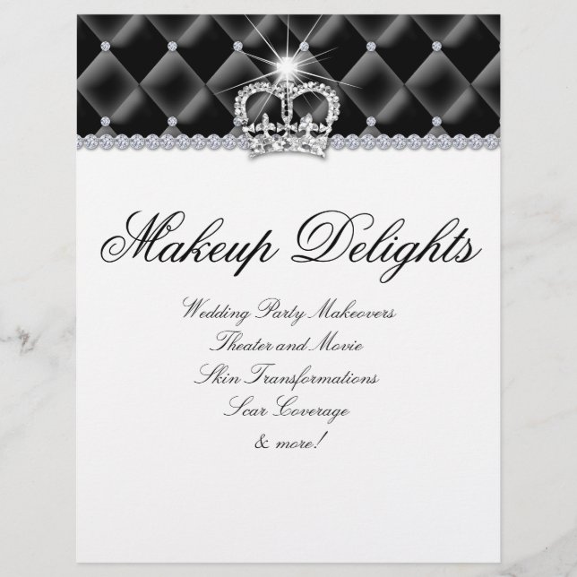 Makeup Flyer Hair Salon Satin Diamonds Black White (Framsidan)
