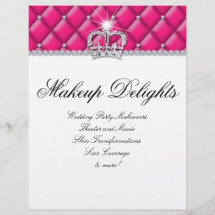 Makeup Flyer Hair Salon Satin Diamonds Rosa White