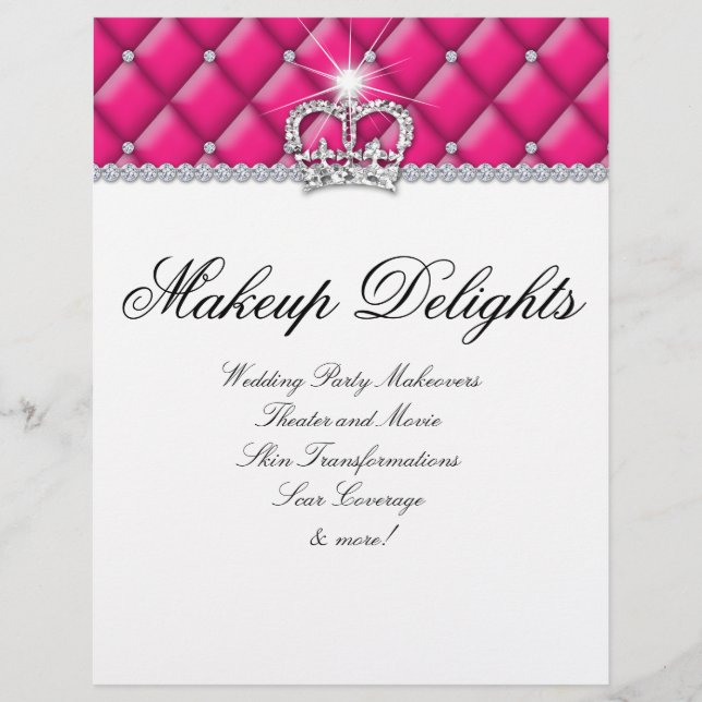 Makeup Flyer Hair Salon Satin Diamonds Rosa White (Framsidan)