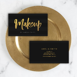 Makeup för faux Guld och Black Rand-penselskript Visitkort