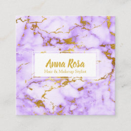 Makeup för marmor för lilor för *~*chic fyrkantigt visitkort