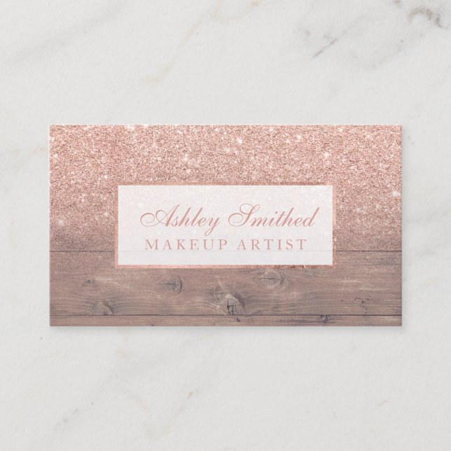 Makeup för ombre för modernt glitter för faux rosa visitkort (Framsida)