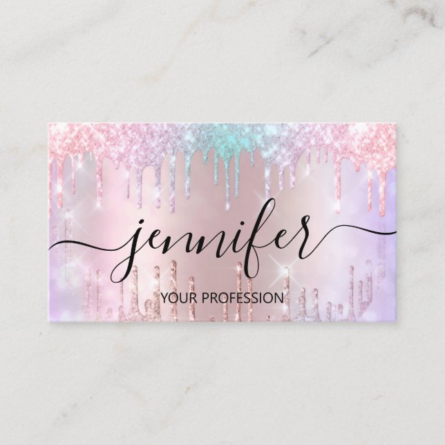 Makeup Glitter Lash Hair Nagel Holograph Drifts Ro Visitkort (Framsida)