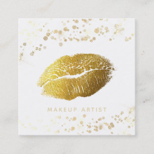 *~* Makeup Guld Glitter Läppar Guld confetti Whit Fyrkantigt Visitkort