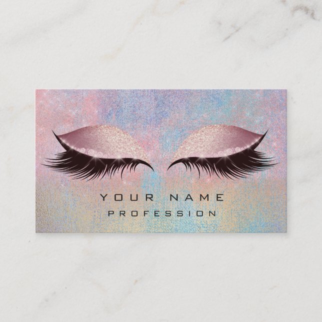Makeup Guld  Rosa Blue Öga Lash Glitter Visitkort (Framsida)