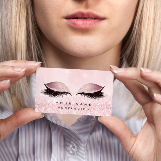 Makeup Guld  Rosa Glitter Öga Lash Extension Visitkort (Skapare uppladdad)