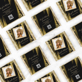 Makeup Hair Anpassningsbar Photo QR Code Black Gul Fyrkantigt Visitkort