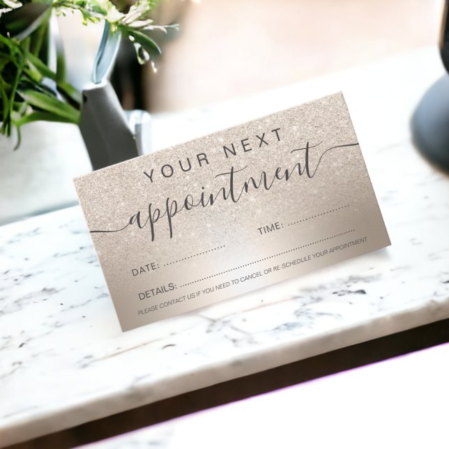 Makeup hair chic guld glitter metallfolie tidsbeställning kort (Makeup hair chic gold glitter ombre metallic foil appointment card)