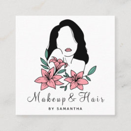 Makeup & Hair Drawn Woman Silhouette Söt Female Fyrkantigt Visitkort