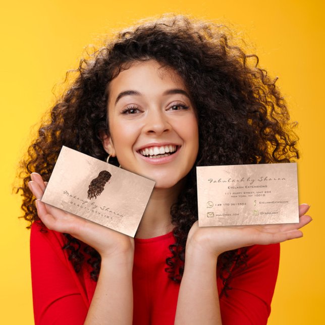 Makeup Hair Dresser Lash Sjöjungfru Ivory Bronze Visitkort (Makeup Hair Dresser Lashes Mermaid Ivory Bronze Business Card)