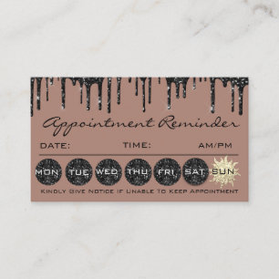 Makeup Hair Möte påminnelse Black Glitter Visitkort