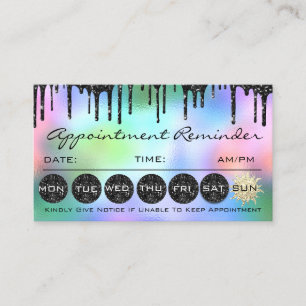 Makeup Hair Möte Reminder Black Glitter Visitkort