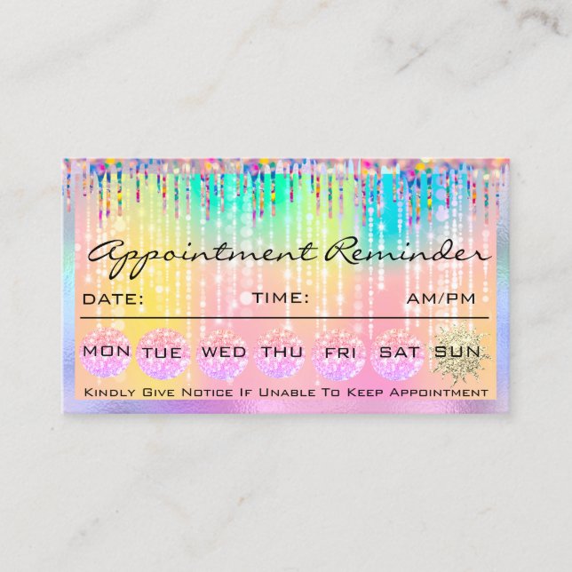 Makeup Hair Möte Reminder Holograph Rainbow Visitkort (Framsida)