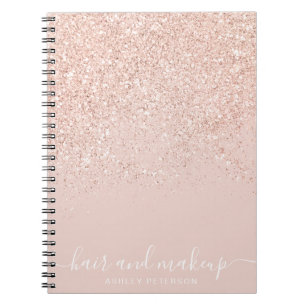 Makeup hair ro guld glitter pastel rosa anteckningsbok