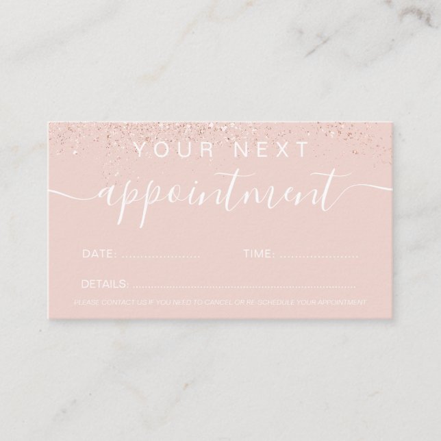 Makeup hair ro guld glitter pastel  rosa tidsbeställning kort (Framsida)