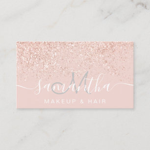 Makeup hair ro guld glitter pastel rosa visitkort