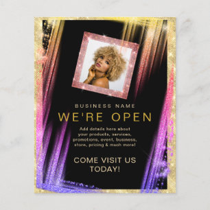 Makeup Hair Salon Anpassningsbar Photo Black Guld Flygblad