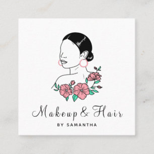 Makeup & Hair Söt Latina Woman Blommigt Dam Girl Fyrkantigt Visitkort