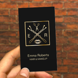 Makeup & Hair Stylist Bobby Pin Scissor & Läppar Visitkort