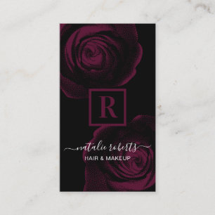 Makeup & Hair Stylist Burgundy Red Blommigt Salon Visitkort