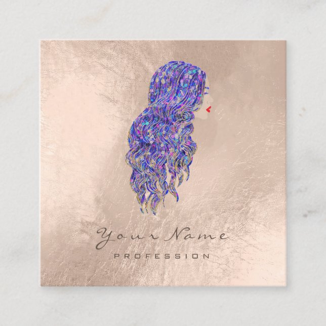 Makeup Hairdresser Lash Sjöjungfru Square - tidigt Fyrkantigt Visitkort (Framsida)