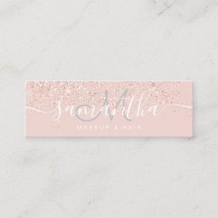 Makeup-hår ro guld glitter pastel rosa mini visitkort