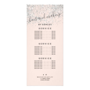 Makeup-hår silver glitter pastel  rosa pris reklamkort