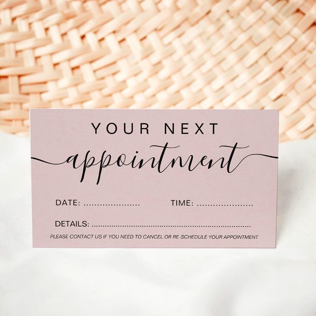 Makeup-hårminimalistisk damm ro enkel tidsbeställning kort (Makeup hair minimalist dusty rose simple appointment card)