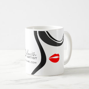 Makeup-ikonen Woman ansikte i svart, vitt läppar Kaffemugg