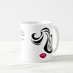 Makeup-ikonen Woman ansikte i svartvitt rosa läppa Kaffemugg