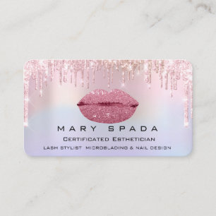 Makeup Kiss Läppar Lash Rosa Holographic Drives Visitkort