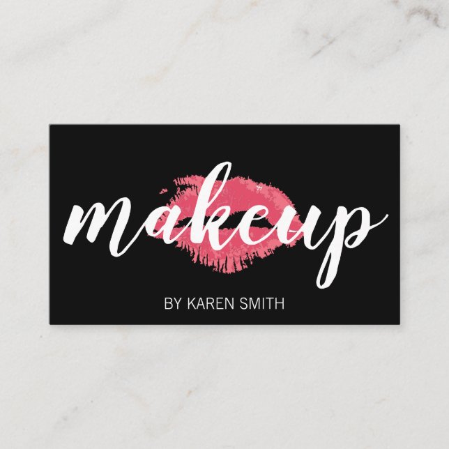 Makeup & Kiss Tidsbeställning Kort (Framsida)