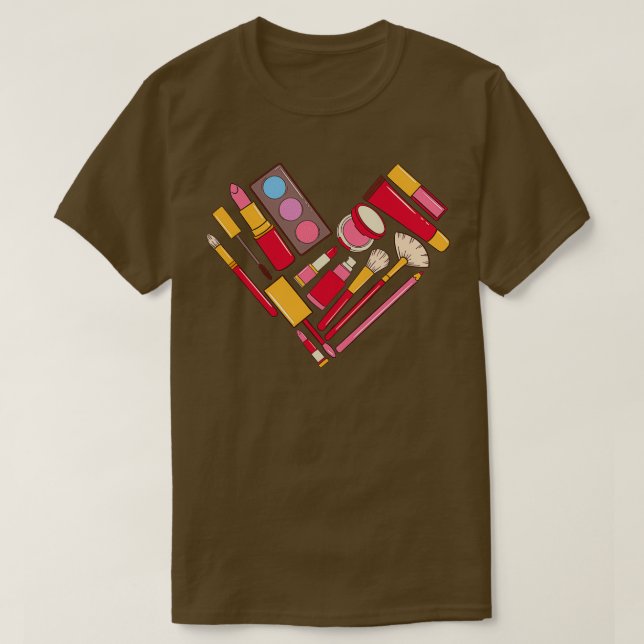 Makeup kit Beautician Women Hjärtat T Shirt (Design framsida)