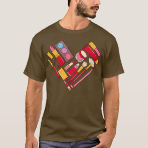 Makeup kit Beautician Women Hjärtat T Shirt